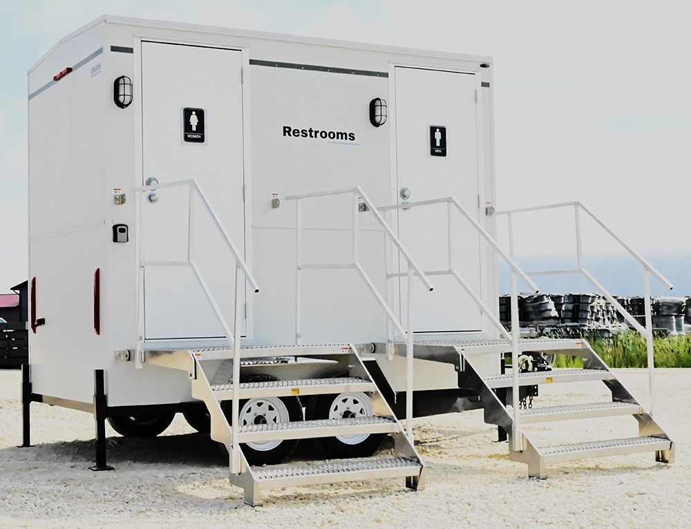 Mobile job site restrooms deployed at a Edmonton, AB, construction project.